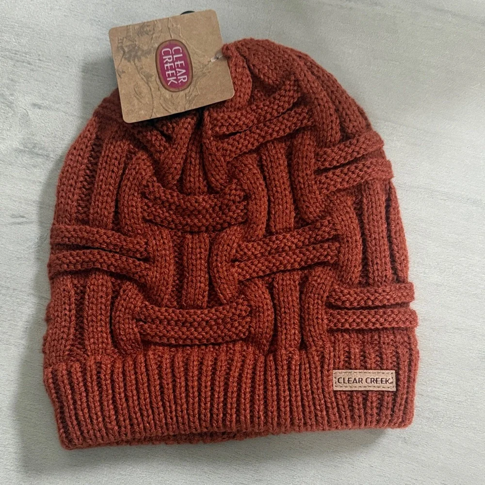 Women's Warm Knit Beanie - Brick Red - Picture 2 of 4